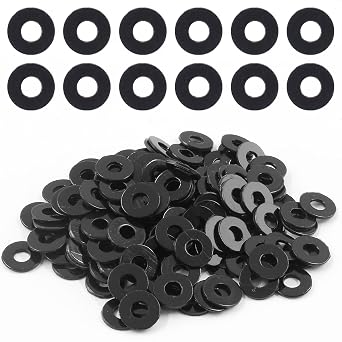 Bivethoi M4 Nylon Washer, Black, 4mm ID 10mm OD 1mm Thickness, 150pcs