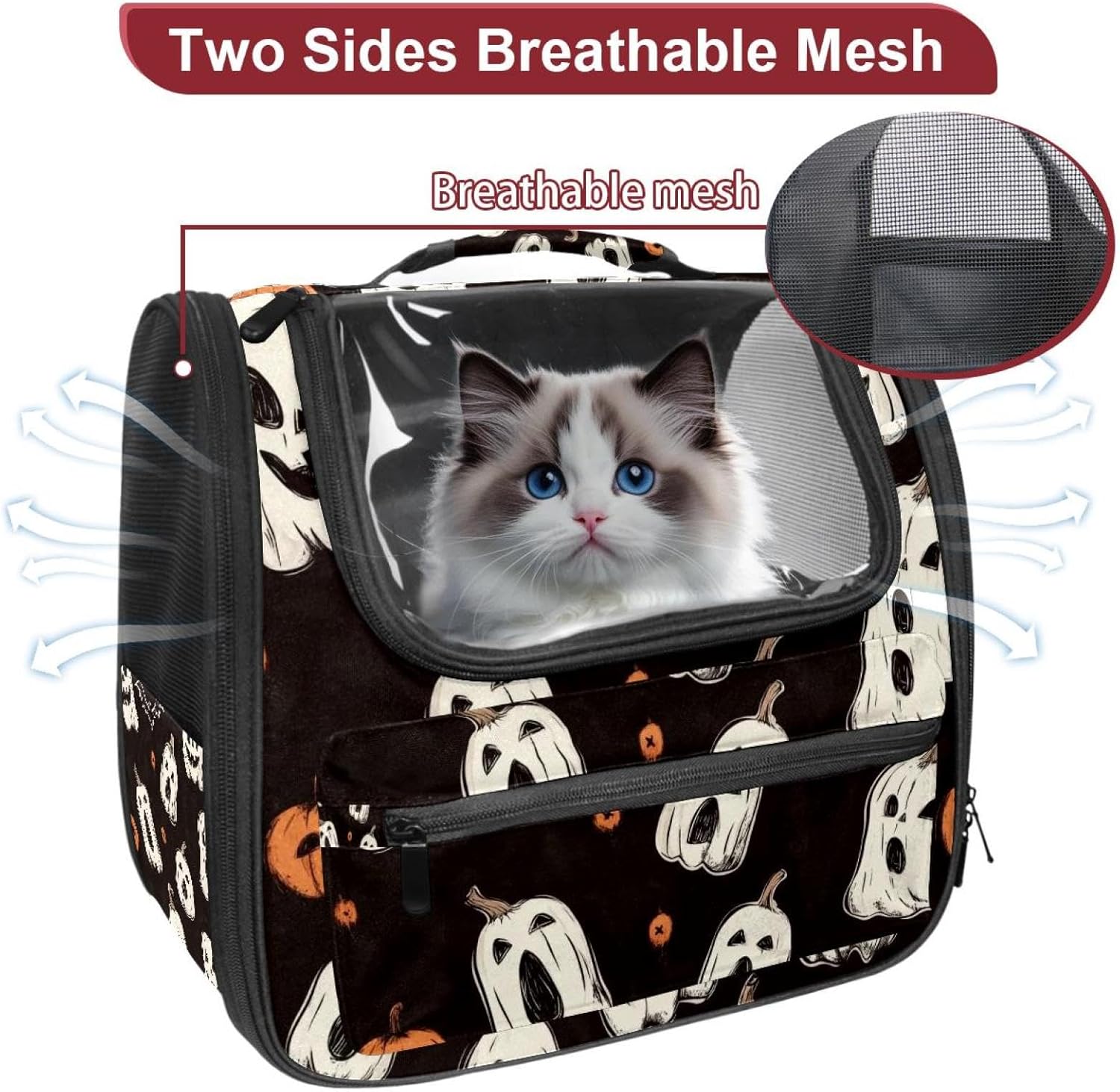 Halloween Traveler Backpack Pet Carriers for Cats and Dogs