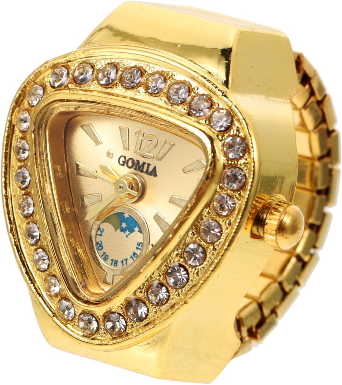 HOMSFOU Mini Ring Watch for Women Finger Watch Delicate Students Ring with Unique Dial Modern Finger Adjustable Jewelry for Daily Wear