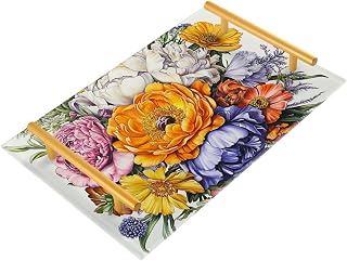 Blommor pioner ringblomma suckulenta växter bricka för badrum toalettpappershållare kaffebar organiserare för badrumsbänk
