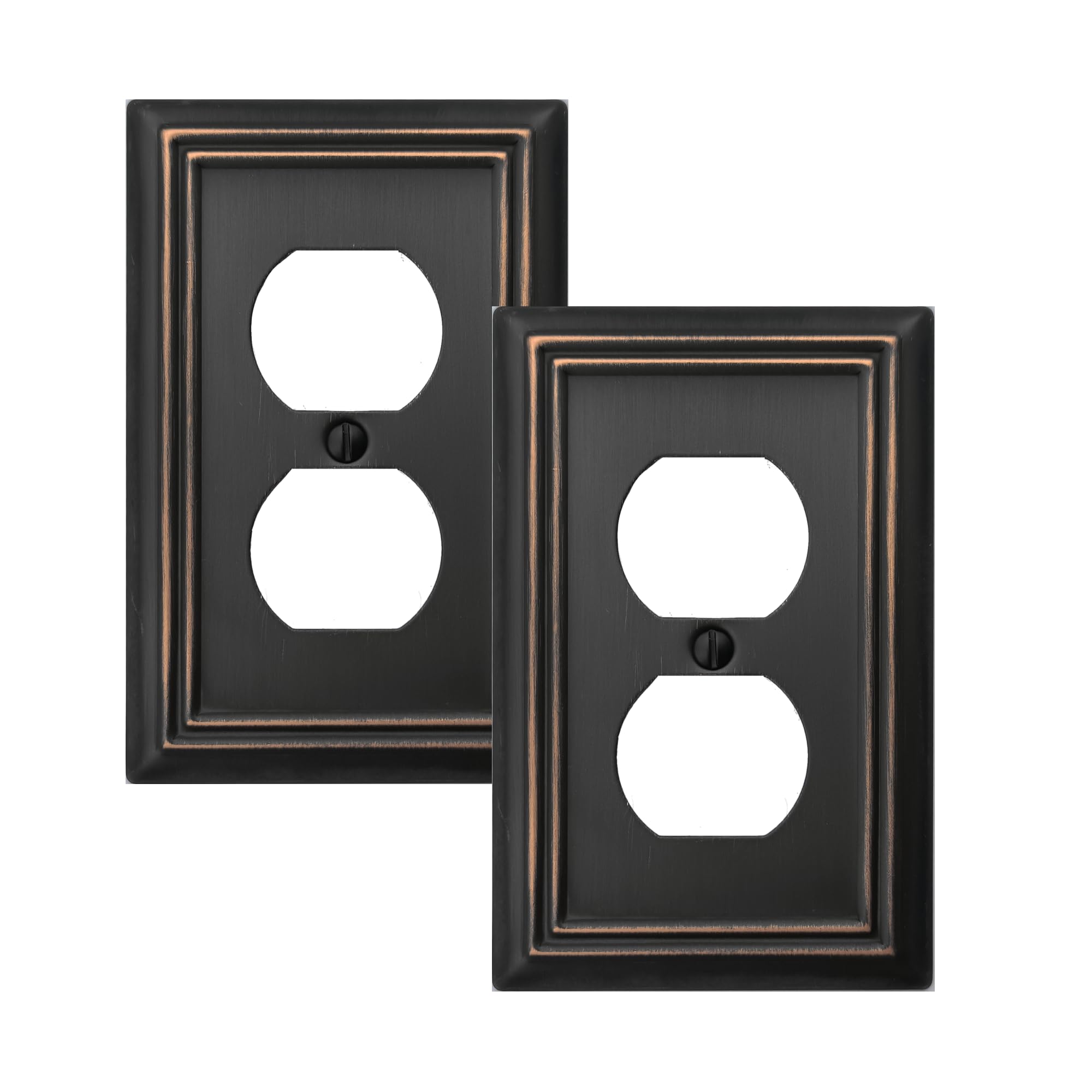 OKAWYC Single Duplex Outlet Light Switch Cover Adler Metal Wall Plate, 2-Pack Aged Bronze 1 Gang, for Receptacle Light Switch, Switch Cover Decorative