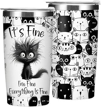 Funny Cat Lover Gifts 20 oz Cat Tumbler, Motivational Gifts for Mom Women