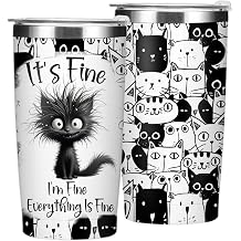 Funny Cat Lover Gifts 20 oz Cat Tumbler, Motivational Gifts for Mom Women | Cat Insulated Tumblers, Cats Travel Accessories Stainless Steel Tumbler Travel Cup, Coffee Cups for Cold Hot Drinks