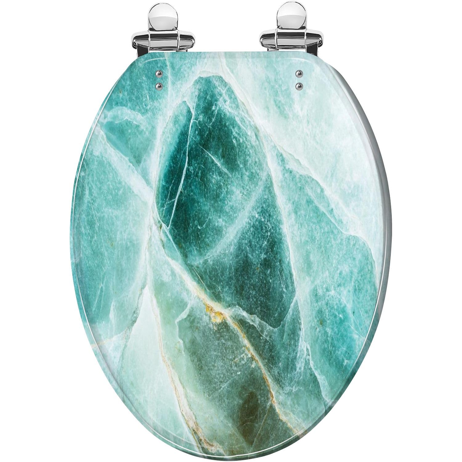 Asiento de inodoro decorativo para baño familiar con diseño abstracto de mármol y caída amortiguada