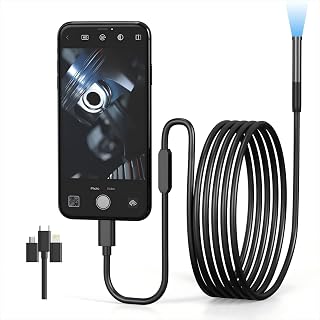 Endoscope Camera with Light, 9.8ft IP67 Waterproof Borescope Inspection Camera with 6 LED Lights & Semi-Rigid Snake Cable, HD Compatible with Android/iOS, Plumbing Pipe Inspection, Tools for Men