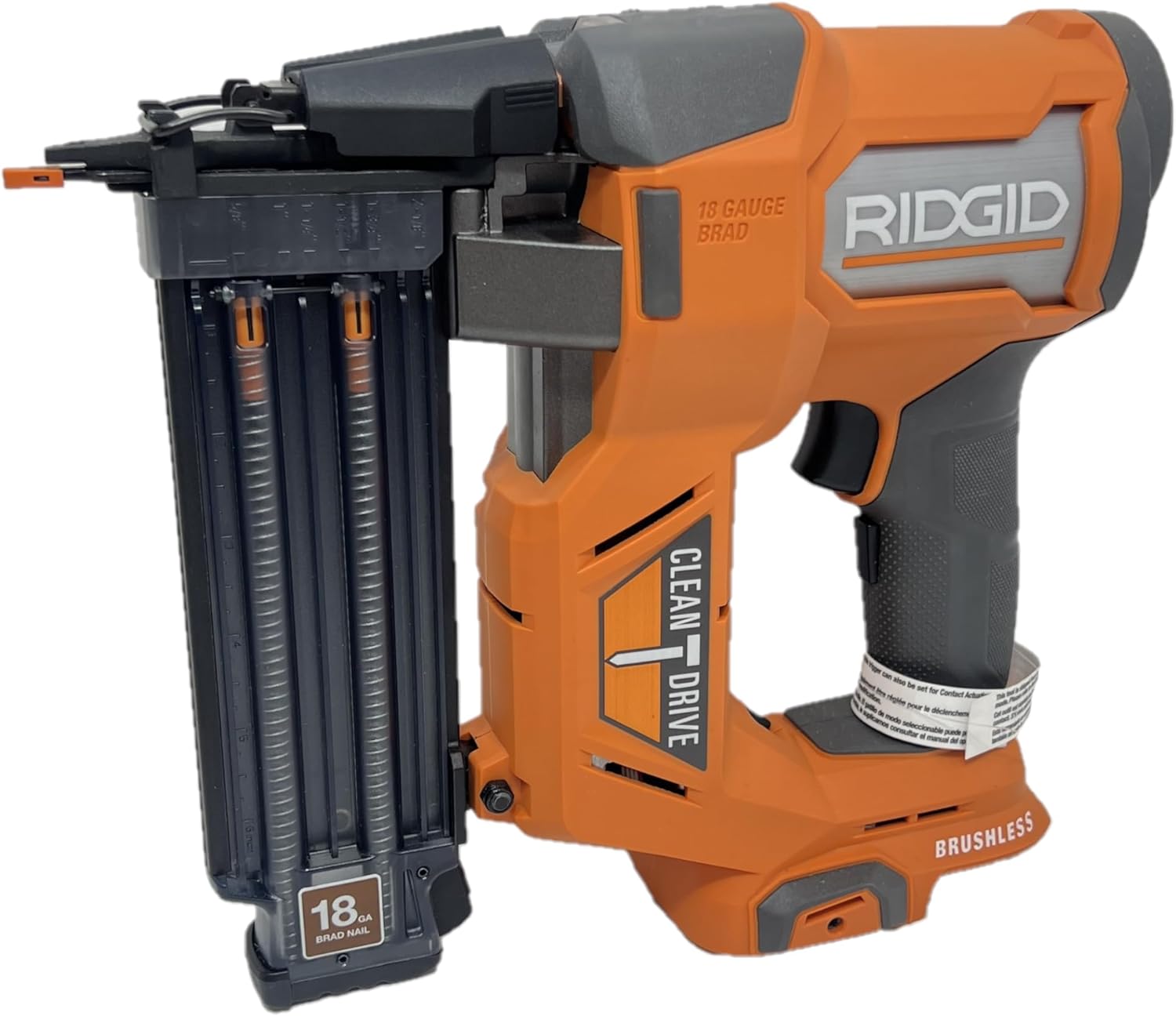 RIDGID R09891B 18V Brushless Cordless 18-Gauge 2-1/8 in. Brad Nailer (Tool Only) with CLEAN (Renewed)