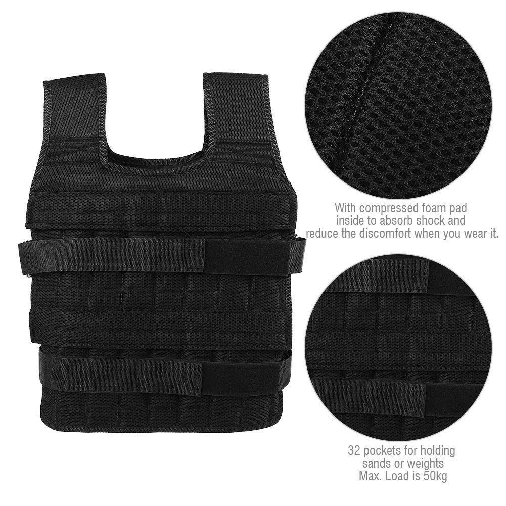 Gewichtsweste, Oxford-Stoff, atmungsaktiv, 50 kg Gewichtsweste, Krafttrainingsjacke für Workout Fitness, Gewichtsweste zum Laufen