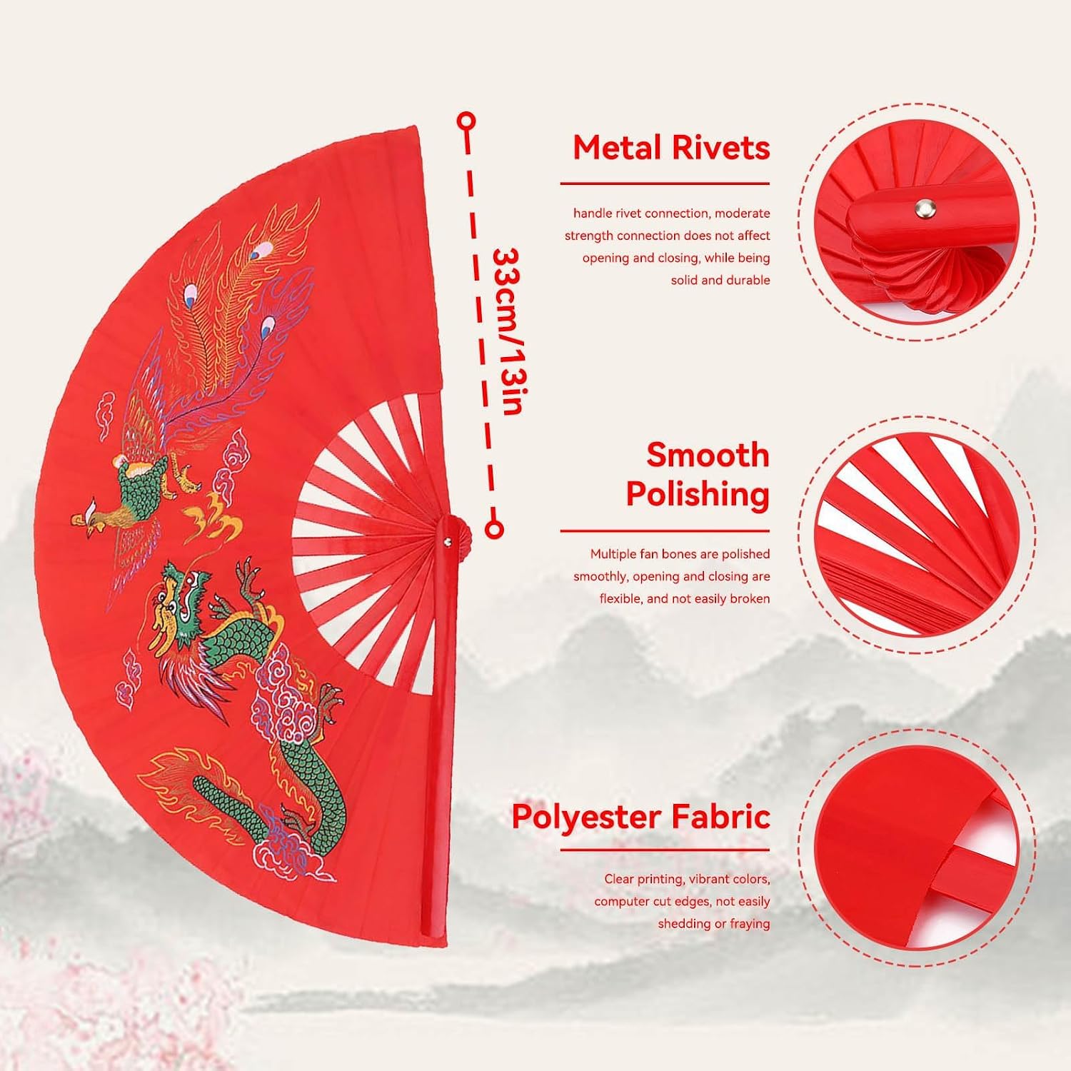 Chinese Fans Folding Fan, Folding Hand Fan Tai Chi Fan, Decorative Folding Fans Popping Fans for Line Dancing, Right Hand Wushu Dance Practice Training