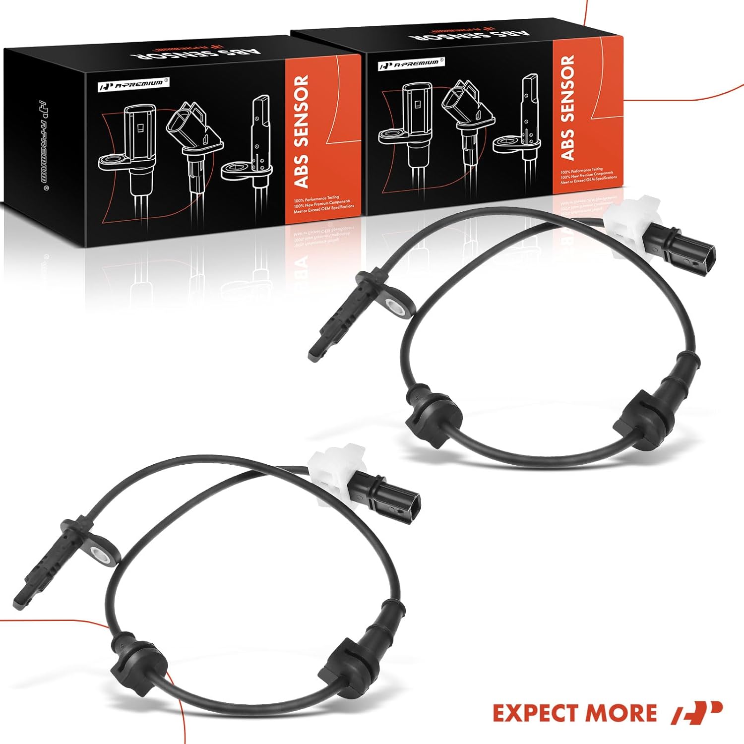 A-Premium ABS Wheel Speed Sensor Compatible with Honda Models - Accord 2013 2014 2015 2016 2017 - Rear Driver and Passenger Side, 2-PC Set, Replace# 57470-T2F-A01