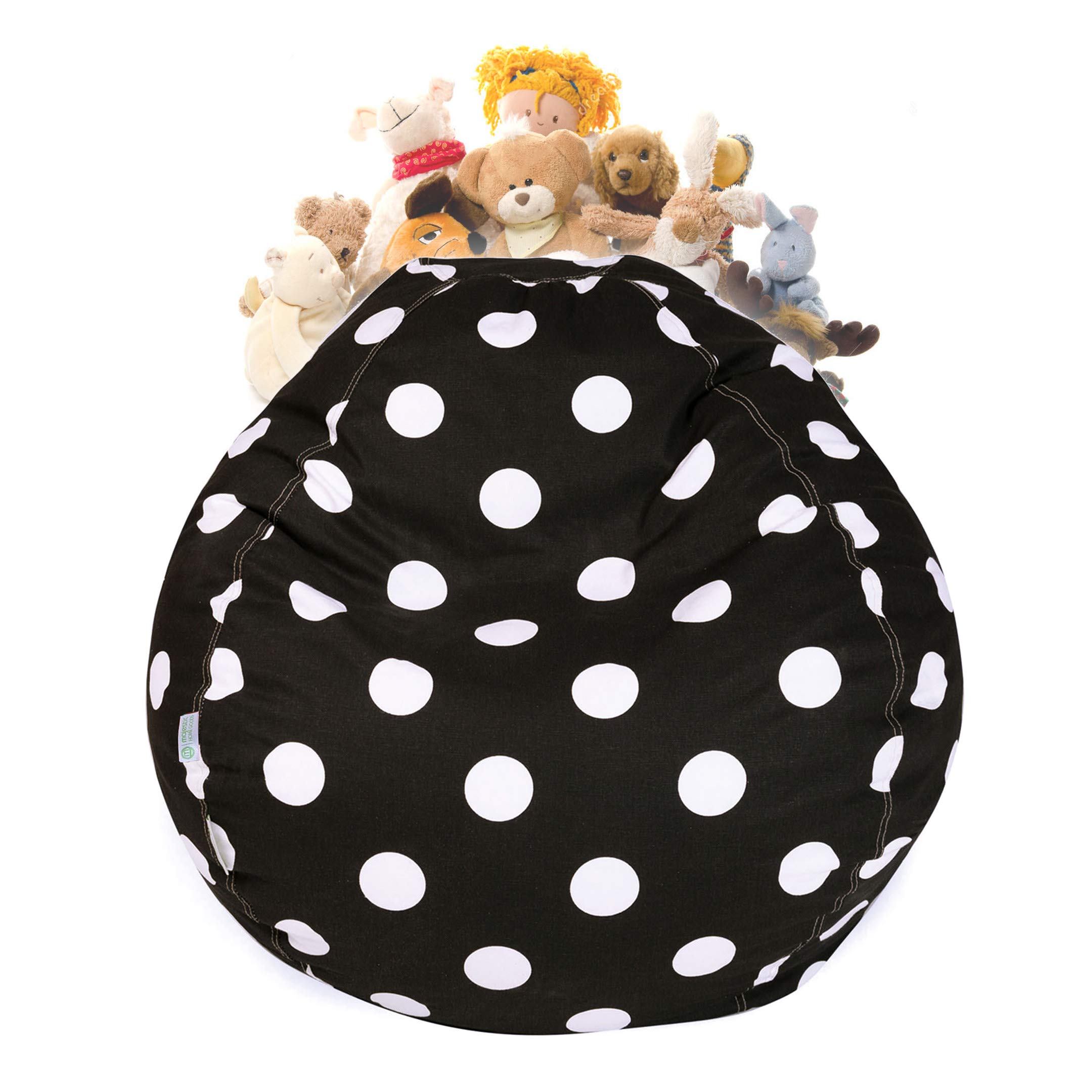 Majestic Home Goods Large Polka dot Storage Bean Bag, Black