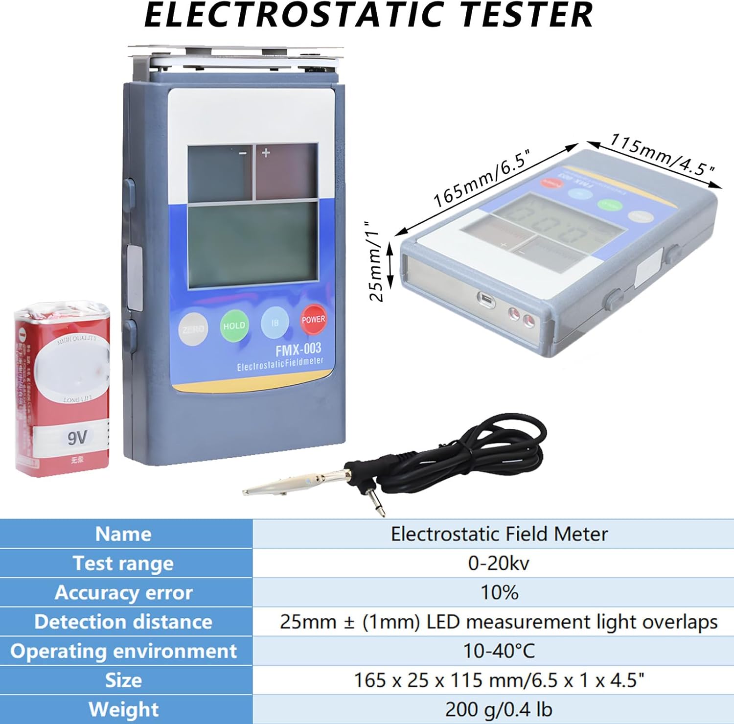 Industrial Electrostatic Tester,Real-Time Monitoring,Small 0-20KV Static Meter,for Production Lines Handling Fibers Paper Films