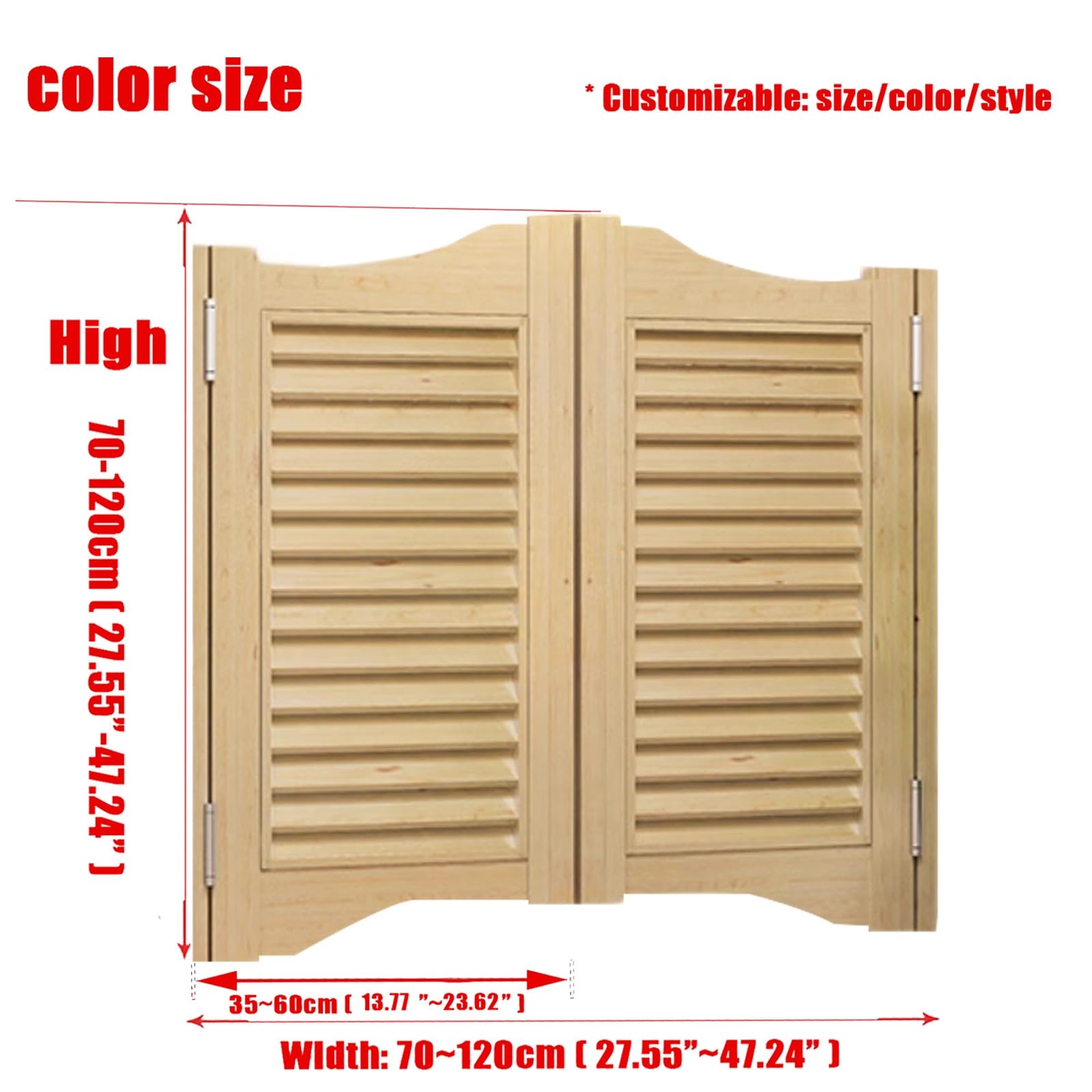 Puerta Abatible de Madera Maciza para Interiores,Puertas Batientes de Café Retro,Puerta Vaiven de Cierre Automático,Barra Cocina Pasillo Entrada Valla,Personalizable ( Color : B , Size : W80xH80cm(31.