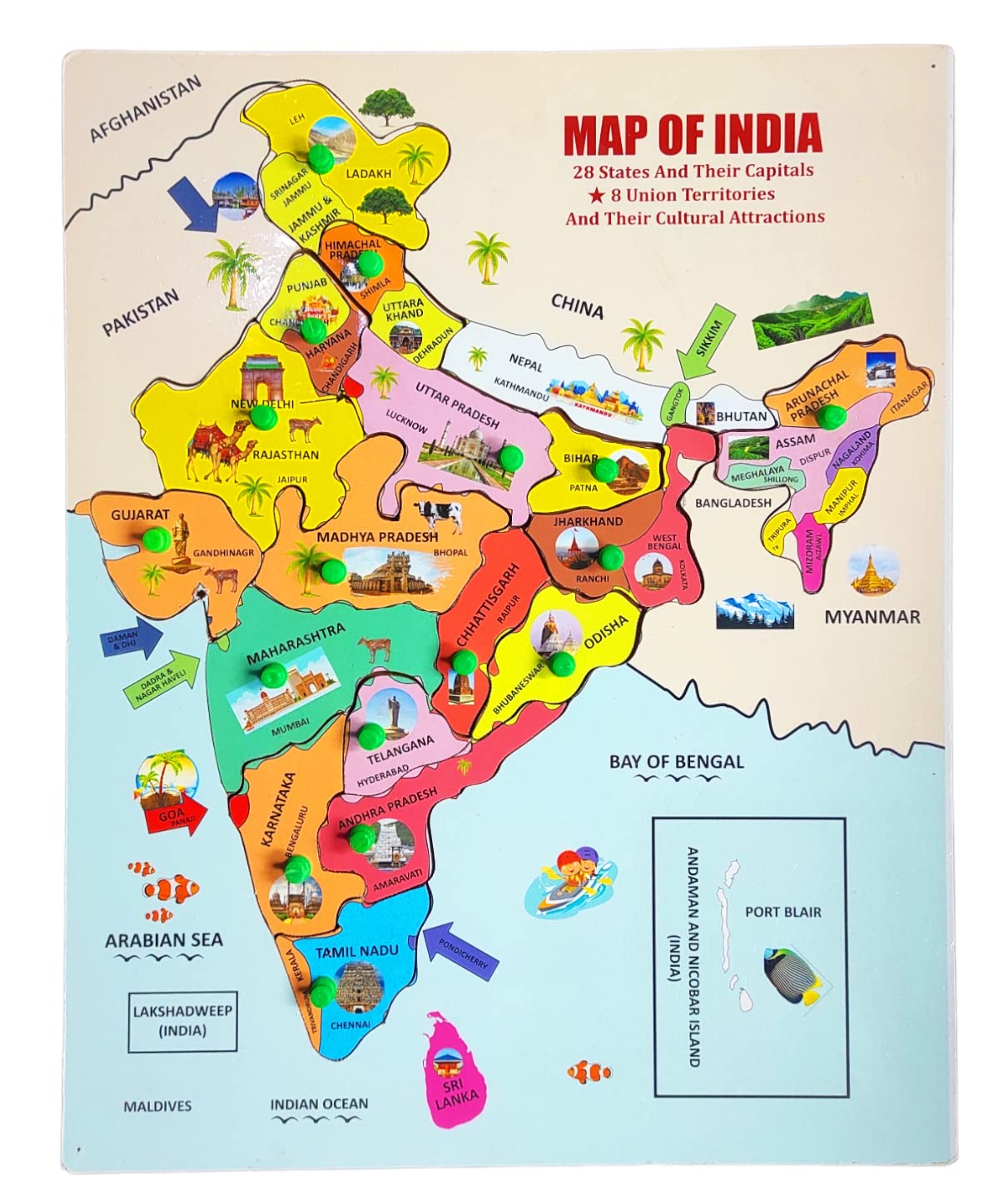 JOHNNIE BOY Indian Political Map Jigsaw Puzzle, States of India with Capitals & Monuments, Learning Aid & Educational Toys for Kids, Boys, Girls & Children (Multicolor) (B0BQC4WBYY) Amazon Price History, Amazon Price Tracker