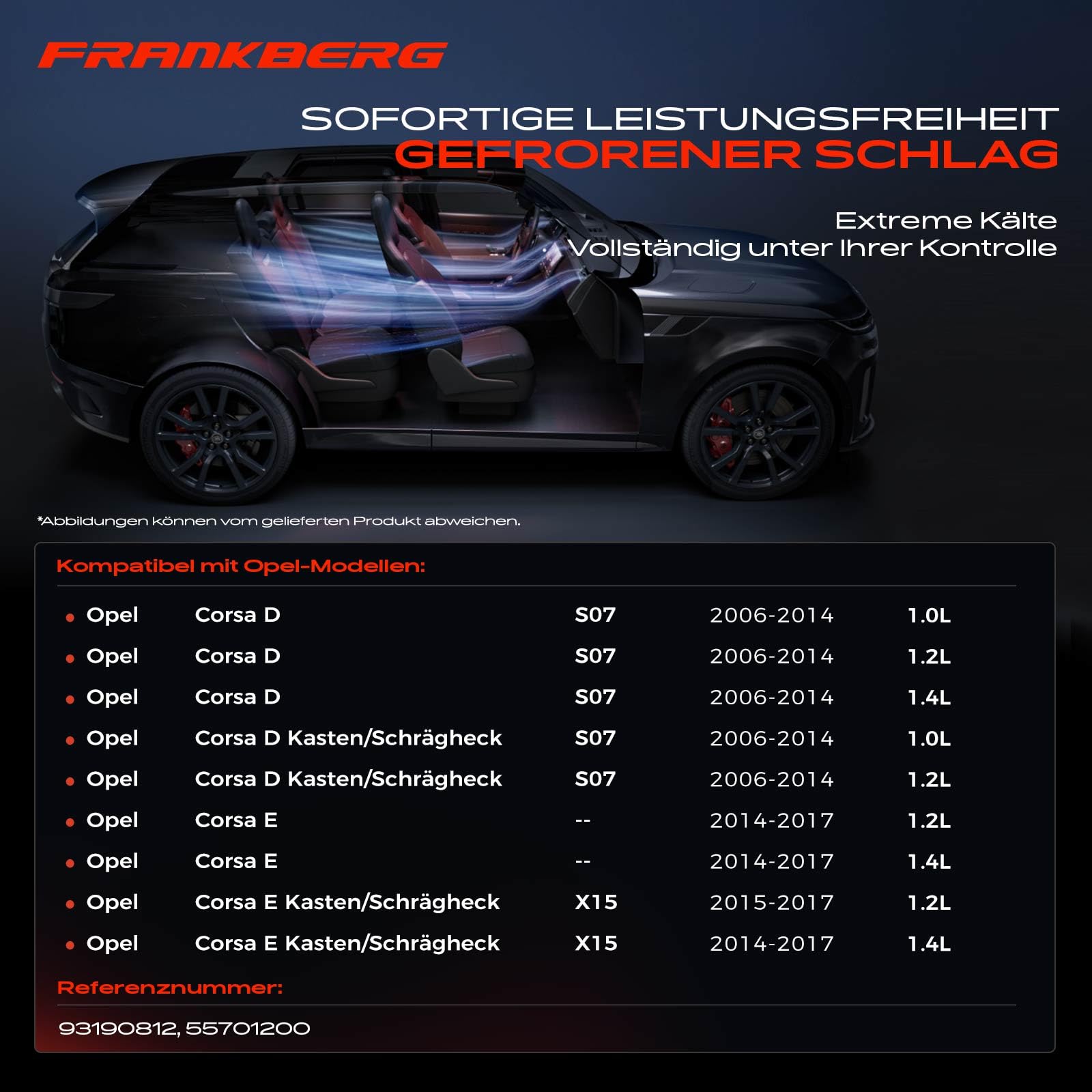 Frankberg Klimaanlagen Kompressor mit Kupplung Benzin Kompatibel mit Corsa D S07 1.0L 1.2/1.2 LPG 1.2L 1.4L Corsa E X15 1.2 1.4/1.4 LPG 1.4L Replace# 55701200, inkl. Öl vorbereift