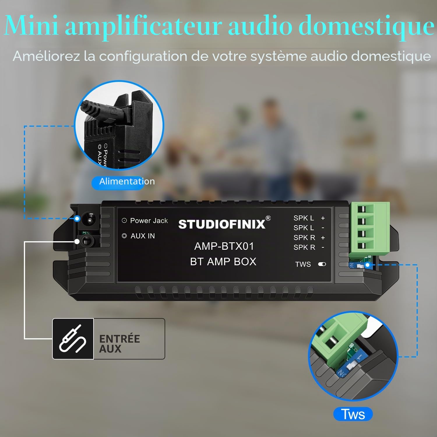 STUDIOFINIX Système de Haut-parleurs coaxiaux Bluetooth de 7,6 cm - Étanche et résistant aux intempéries - Système de Haut-parleurs stéréo Marine pour Voiture, Van, Camion, Tracteur, Caravane