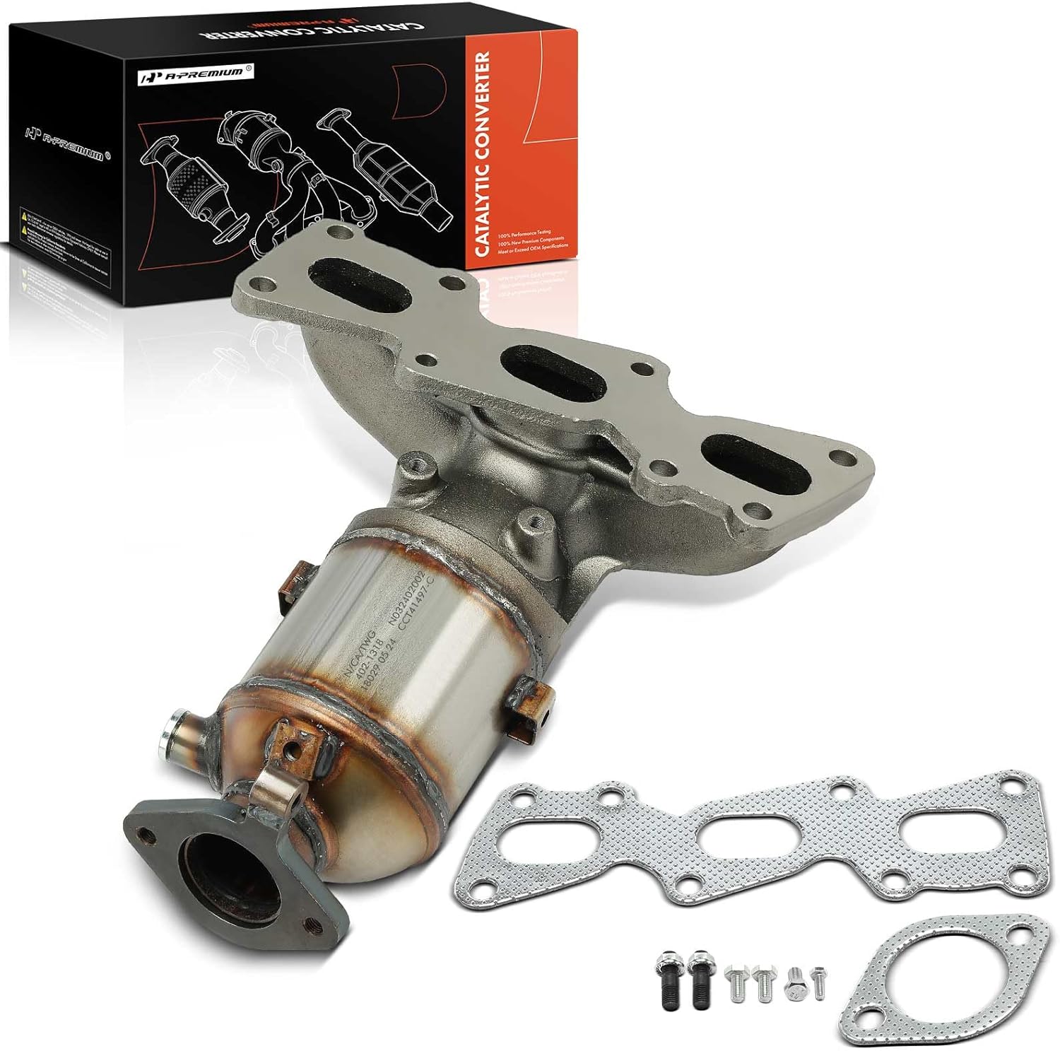 A-Premium Front Left Exhaust Manifold Catalytic Converter with Gasket Kit Direct-Fit Compatible with Kia Sorento, Telluride & Hyundai Santa Fe, Santa Fe XL, Palisade, 3.3L 3.5L 3.8L, E.P.A. Compliant