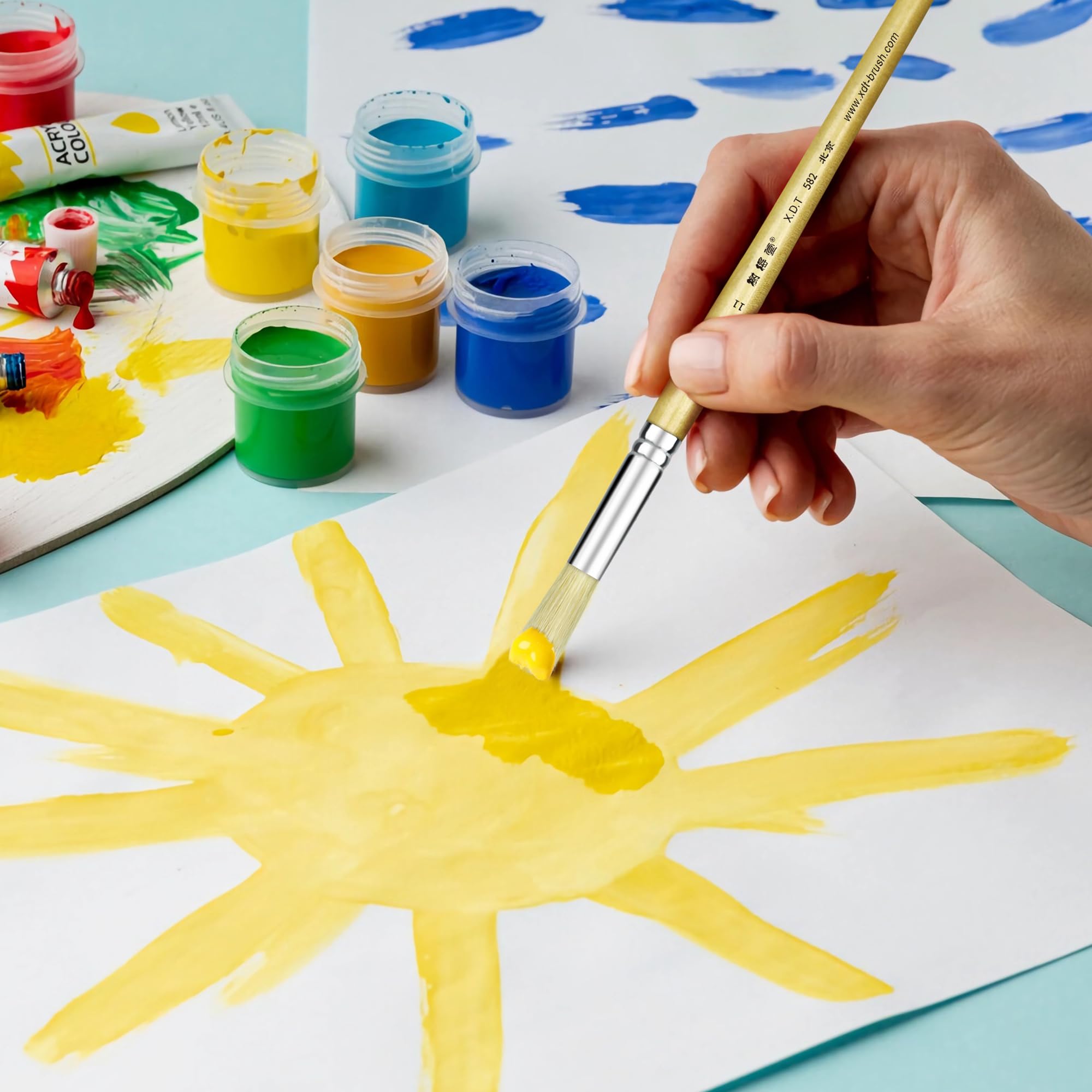 Juego De 49 Piezas De Suministros De Pintura De Acuarela Y 52 Piezas De Pintura Acrilica Con 12 Pinceles 2 Cuchillos Y Paleta