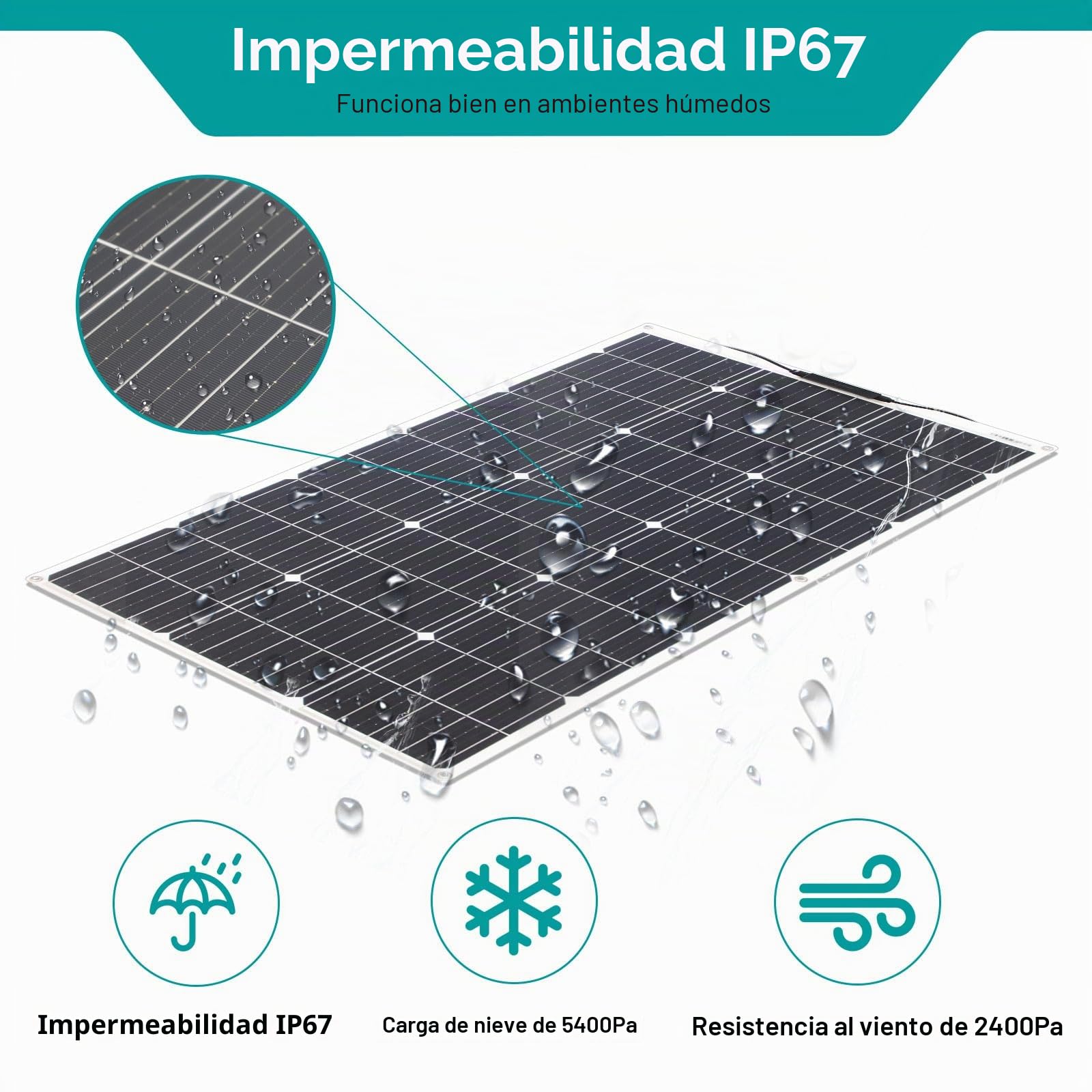 Kit Panel Solar Monocristalino Flexible Módulo Panel Solar 200W 20A 12V/24V Controlador Carga Solar Para Embarcaciones Sistema Aislado la Red Camping, Balcones Sistema Solar Autocaravana
