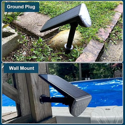 Miniatura 5 de Focos solares para paisaje, luces solares para exteriores con 24 LED, 6500 K, 600 lúmenes, impermeables, encendidoapagado automático, funciona con