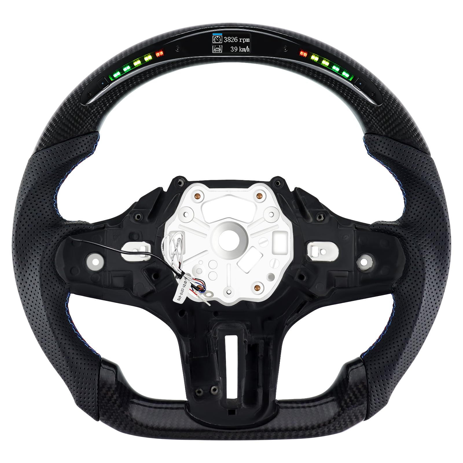 Carbonfaser-Lenkrad, Lederlenkrad mit runder Oberseite und flacher Unterseite LED-Schaltanzeige Lenkrad für BMW M Sport G20 (M3) F40 F44 G21 G28 G22 G29 F87 G80 F82 F83
