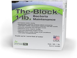 pond boss® PRO The Block –Sludge Remover & Odor Eliminator – Beneficial Bacteria Treatment for Lakes & Large Ponds, Clears Cloudy or Discolored Water, 1 lb Treats 1 Acre-Foot, 325,000 Gallons
