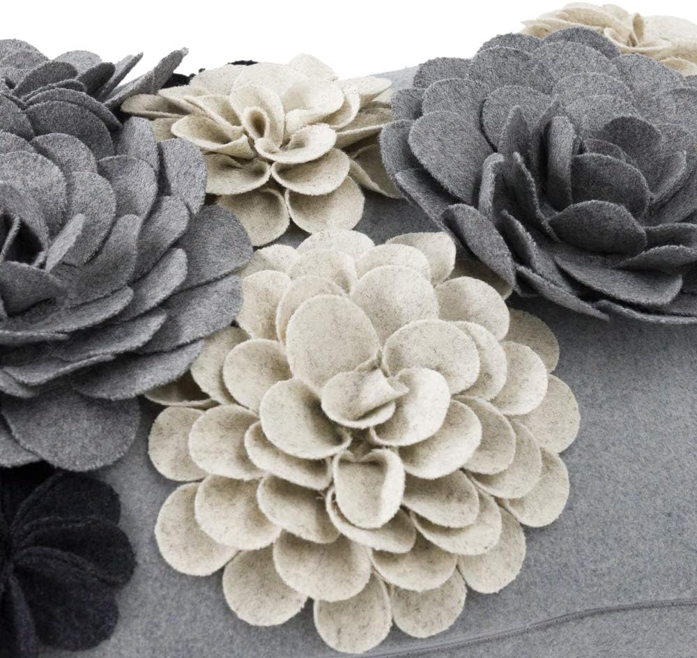 KINGROSE 3D Flower Throw Pillow Cover Decorative Pillow Case Elegant Cushion Cover for Home Decor Sofa Couch Bedroom 12 X 20 Inches Grey - Image 3