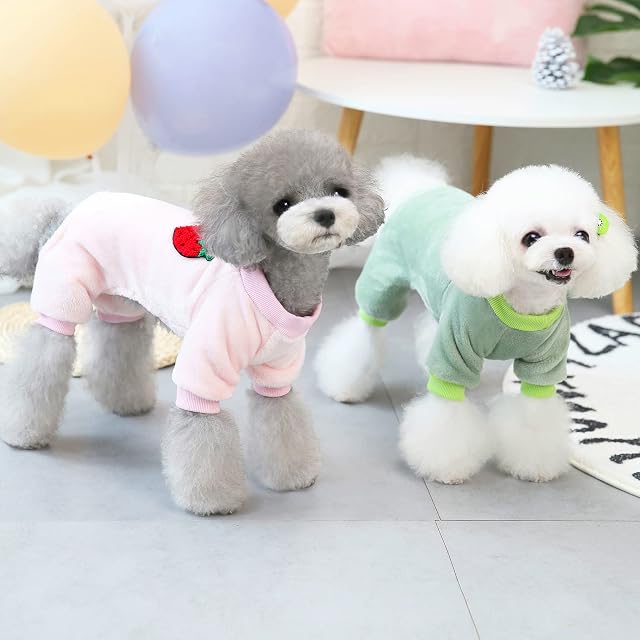 Foto 5 de 8 de Izefia Suéter de Perro Ropa de Lana Invierno Sudadera Cálida Mono de 4 Piernas Pijama Fruta Suéter Simple…