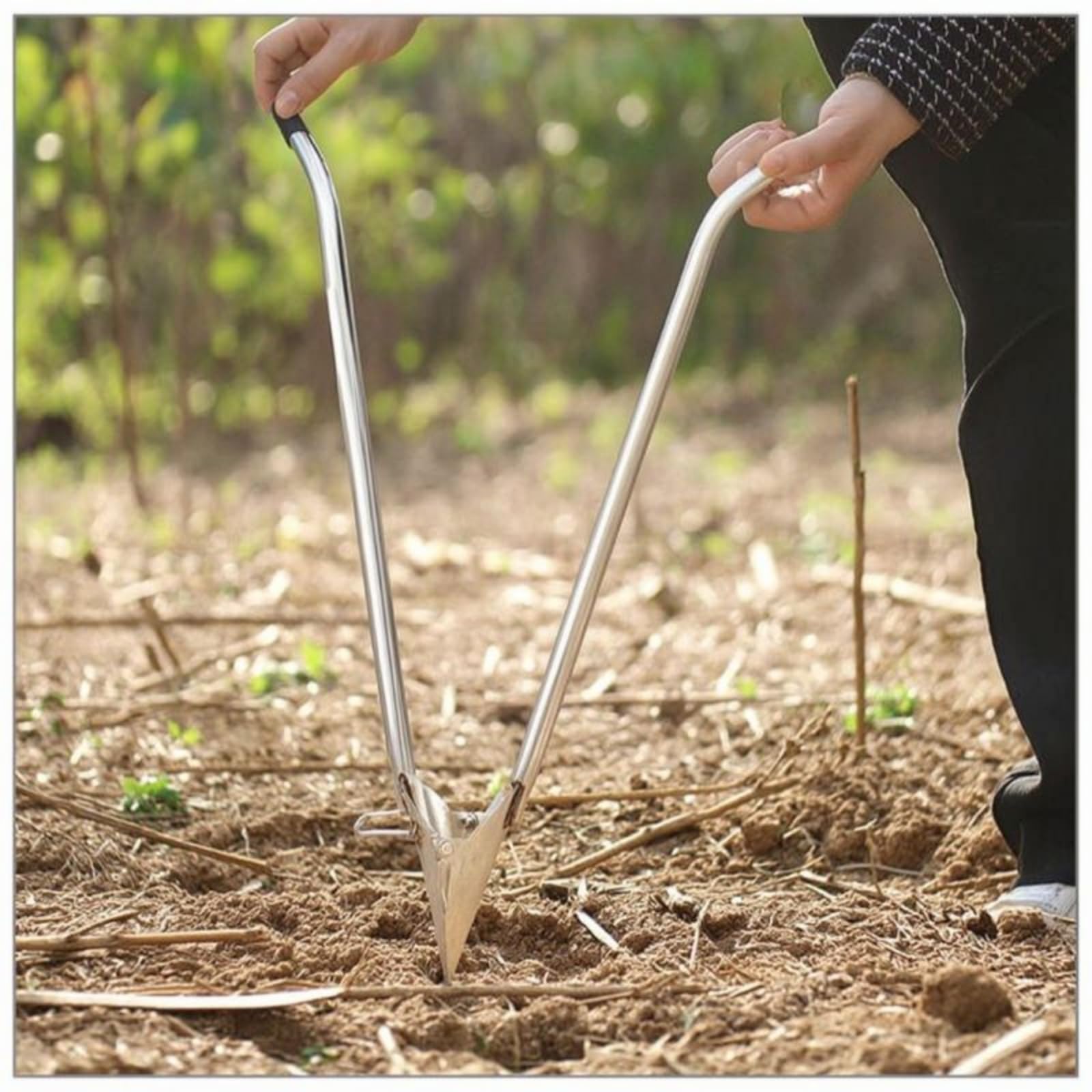 Planteur de Légumes Semoir Manuel Transplanteur Outil de Jardinage Repiqueur à Manche Long en Acier Inoxydable et Acier, Taille Unique, Acier Inoxydable Épaissi, Poignée Simple