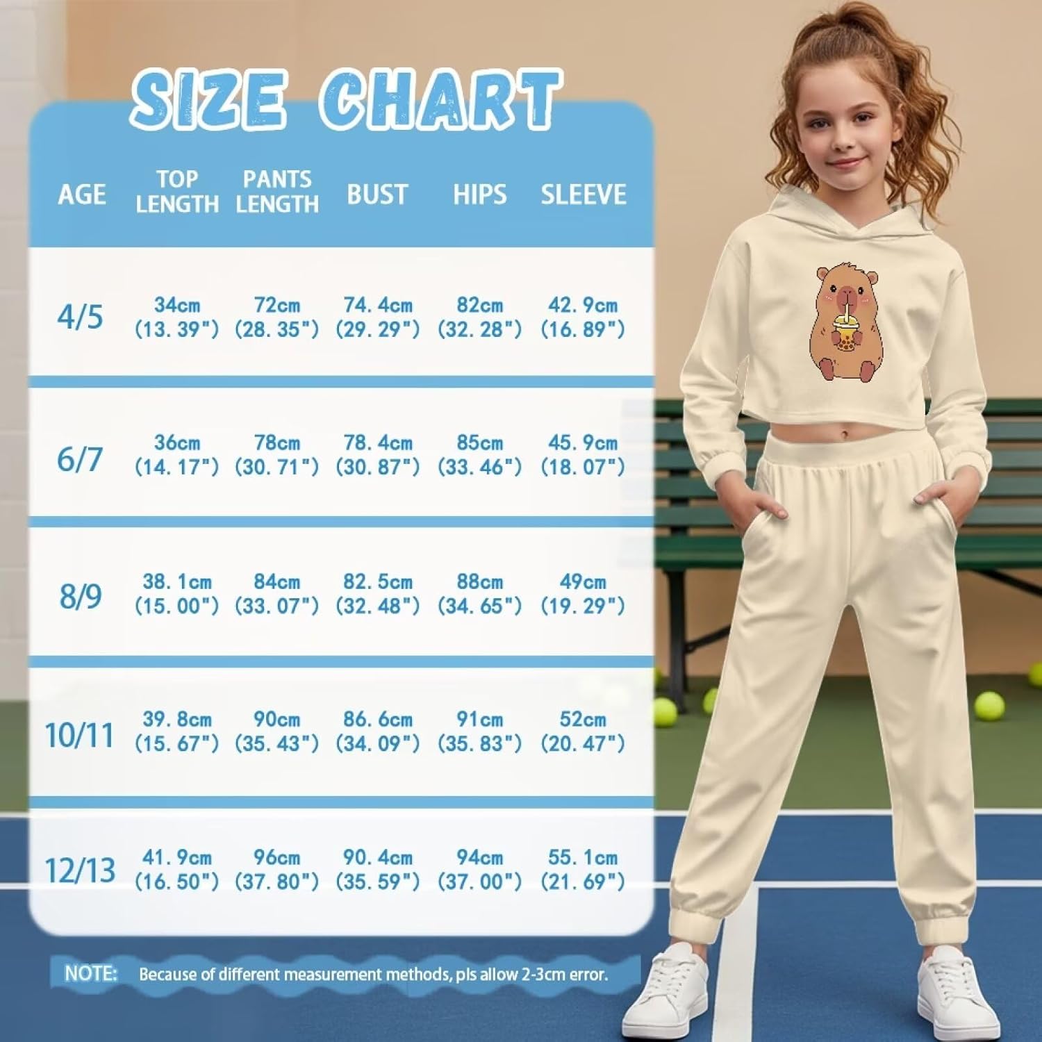 Girls Clothing Sets Cute Sweat Set Size 4-13 Fashion Animal Hoodie Kids Crop Top Tapered Pants Fall Winter Spring