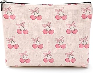 Bonita bolsa de maquillaje con lazo de cereza...