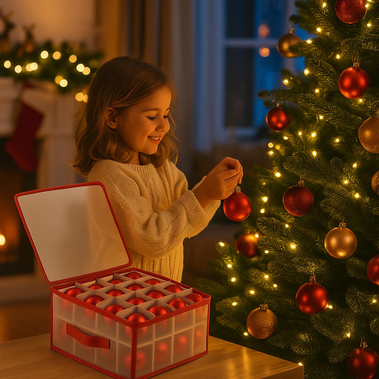 COM-FOUR® 3X Aufbewahrungsbox für insgesamt 96 Weihnachtskugeln