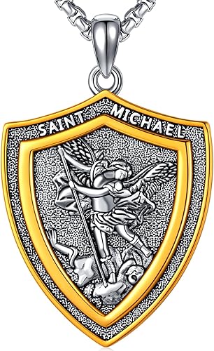 Vista 299 de Collar con colgante de plata de ley 925 con medalla de San Patrón, joyería religiosa para hombres y mujeres, con cadena de acero inoxidable 316L