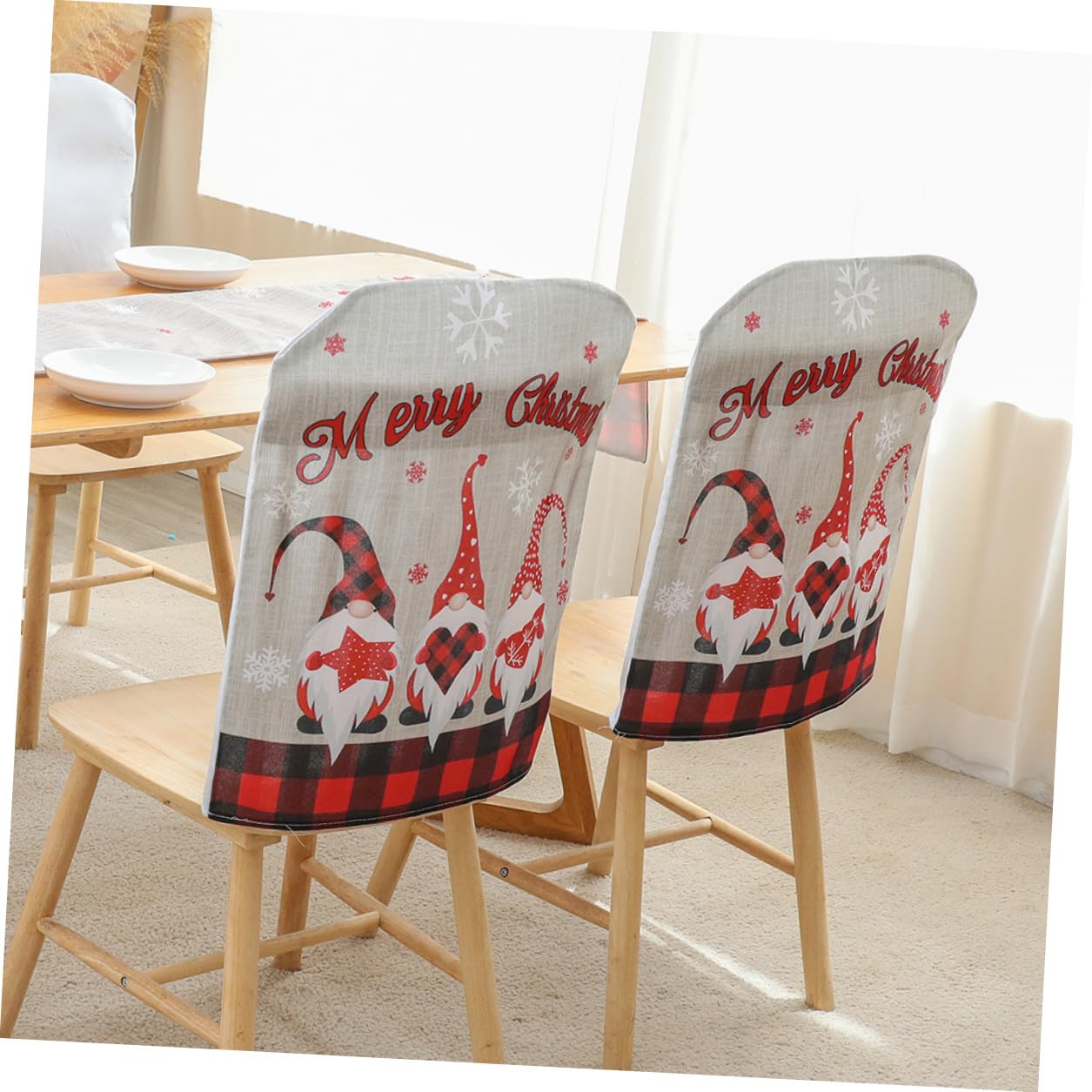 Gatuida 4 Fundas Navideñas para Sillas de Comedor, Elásticas y Decorativas, Diseño de Figura Invernal, para Salón o Restaurante