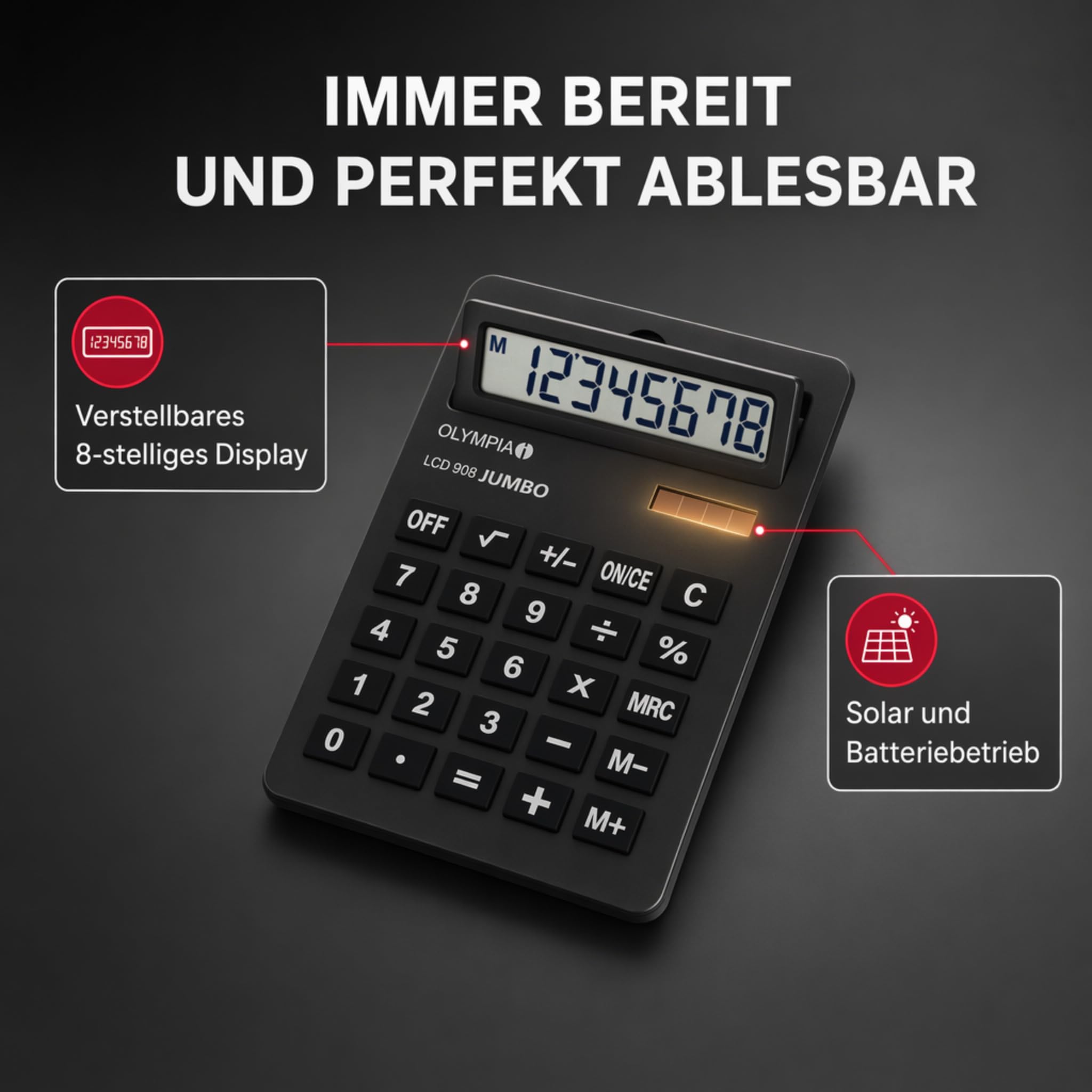 Olympia Calculatrice LCD 908 Noir