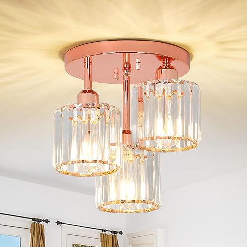 Miniatura 16 de Lámpara de Techo Semiempotrada de Cristal, Lámparas de Techo Modernas de 3 Luces Cerca del Techo, Lámparas de Cocina Negras con Pantalla de Cristal