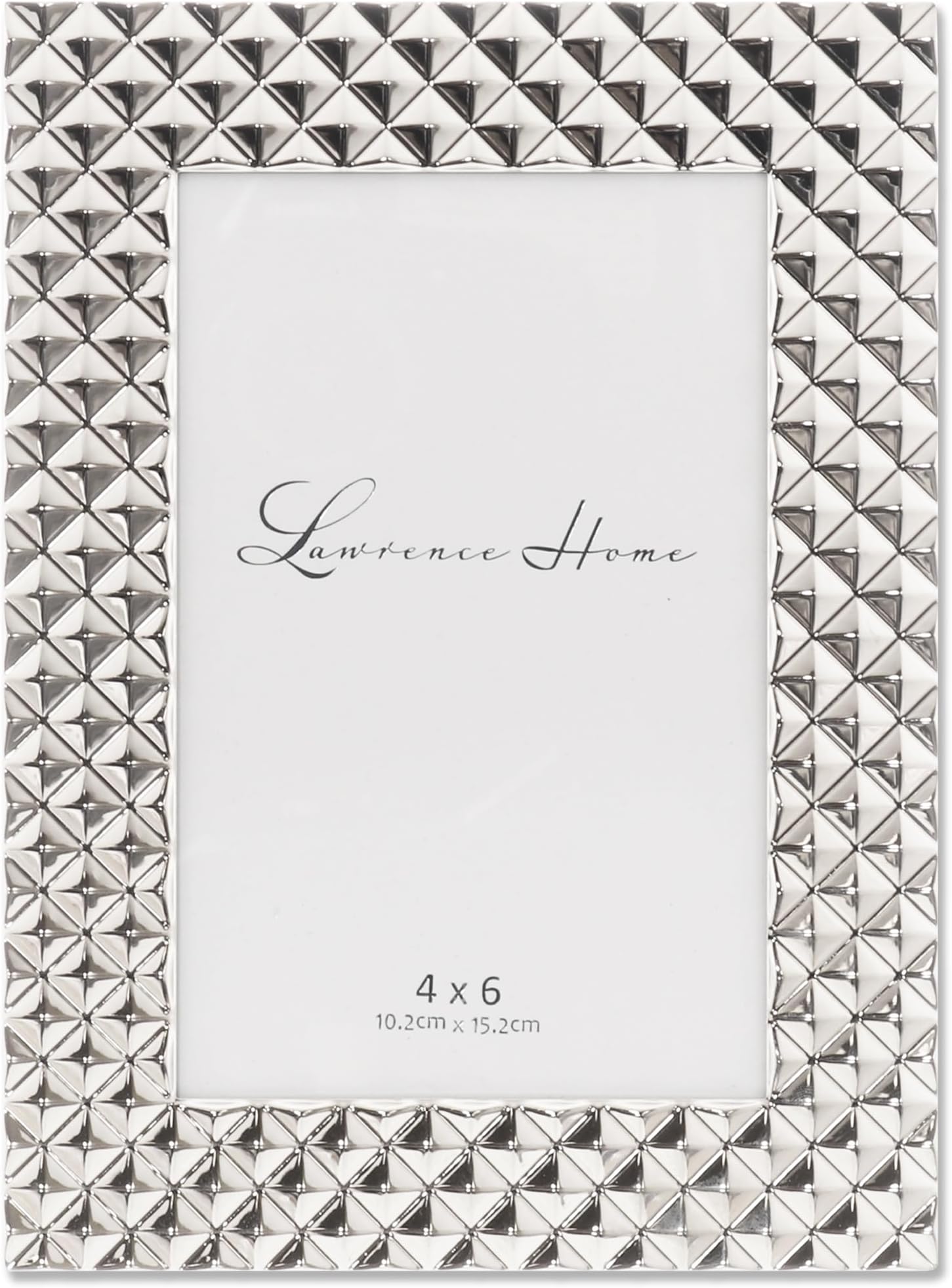 Diamond Pattern Polished Metal Picture Frame, 4x6, Silver