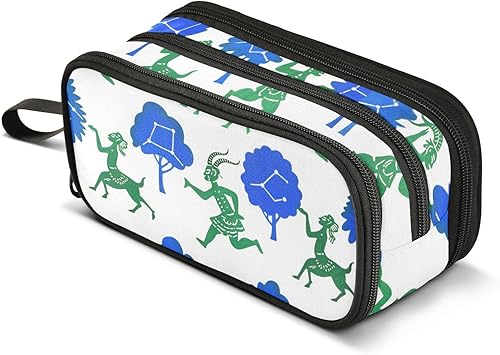 Miniatura 8 de Bolsa de lápices de nylon para niños azul verde sombra títere estilo pintura gran capacidad gran cremallera estuche de lápices papelería para preppy