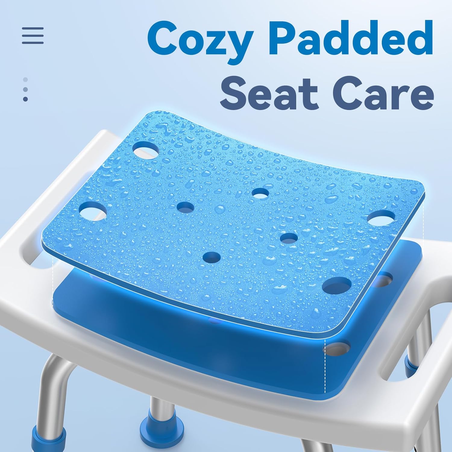 Loyoda FSA/HSA Eligible Lightweight Shower Chair for Inside Shower and Tub, 6 Height-Adjustable Shower Bench with Padded Seat & Suction Feet, Non-Slip Shower Stool for Elderly and Disabled (400 lbs)