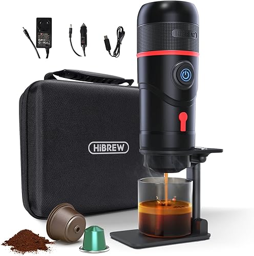HiBREW Máquina de café expreso portátil 3 en 1 para automóvil Nes OriginalDG compatible con cápsulacafé molido de 12 voltios para cápsulas 15 bares