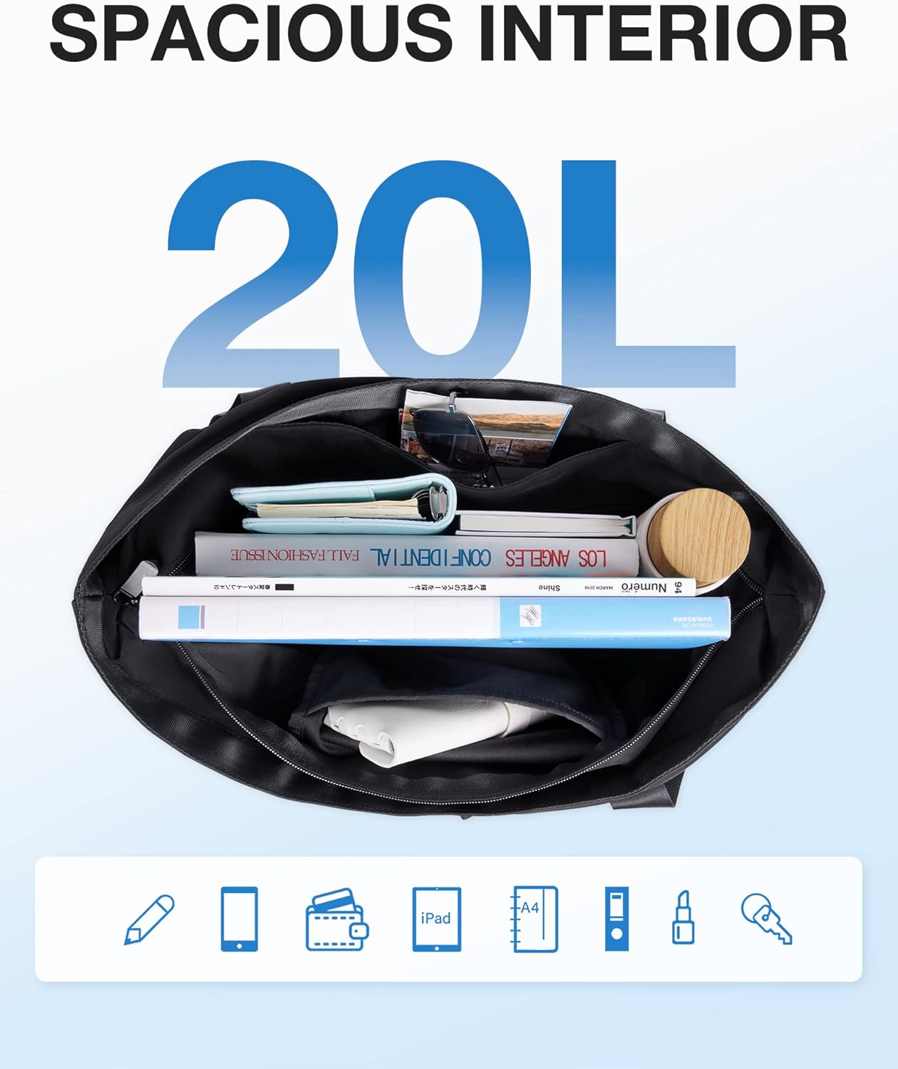 BAGSMART Tote Bag for Women, Foldable Tote Bag With Zipper