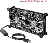 ELUTENG USB Fan 140mm 5V 2 in 1 with 3 Adjustable Speeds, Double USB Computer Fan 140mm PC Fan 14mm with 8 Shock Absorbent Feet for PS5 PS4/Laptop/TV Box/Router - 8