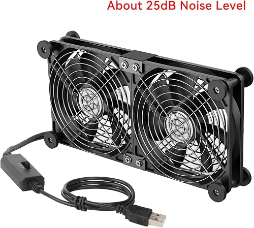ELUTENG USB Fan 140mm 5V 2 in 1 with 3 Adjustable Speeds, Double USB Computer Fan 140mm PC Fan 14mm with 8 Shock Absorbent Feet for PS5 PS4/Laptop/TV Box/Router - 8