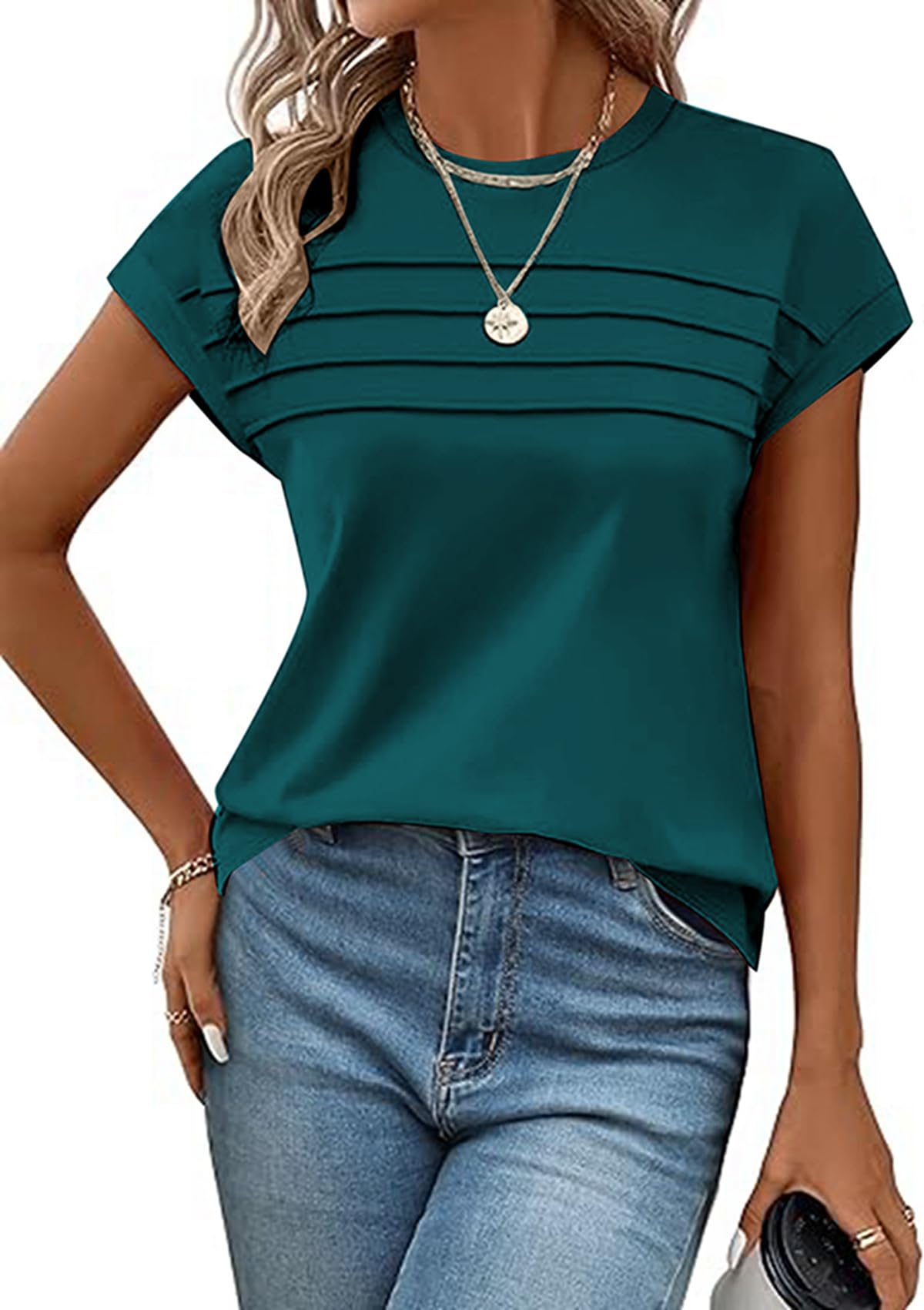 Naivikid Womens Cap Sleeve Summer Tops Going Out Workout Outfit Spring T Shirts Casual Dressy Fashion Trendy Clothes S-XXL