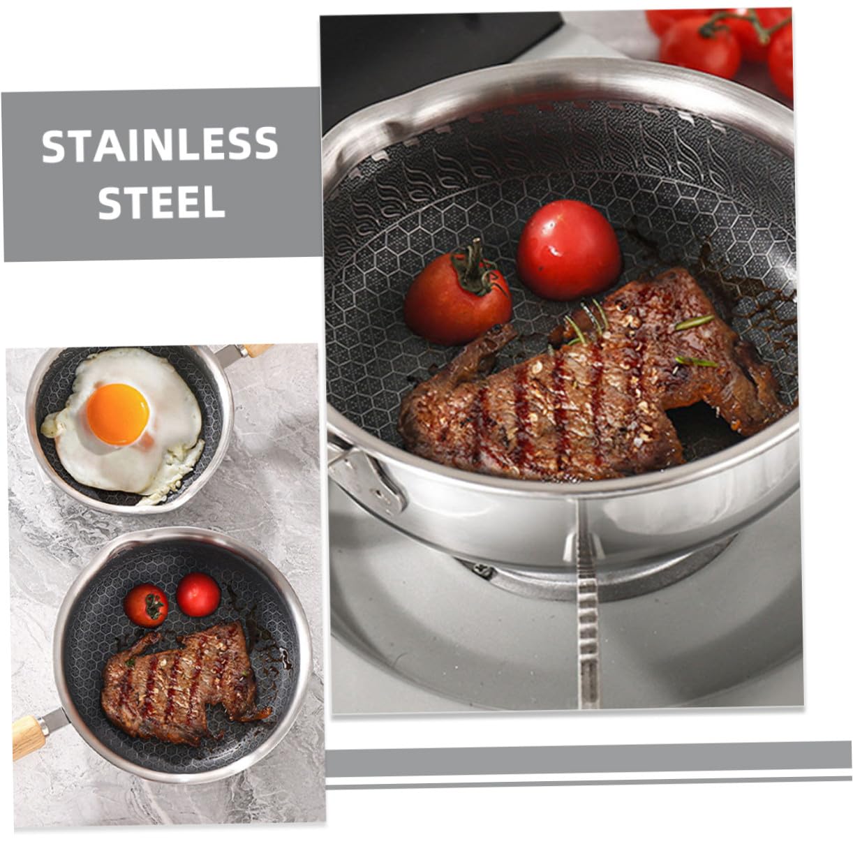 Honeycomb Antihaft Bratpfanne Hitzebeständig Kratzfest für Eier und Steaks Kompakte für Kleine Haushalte Einfache