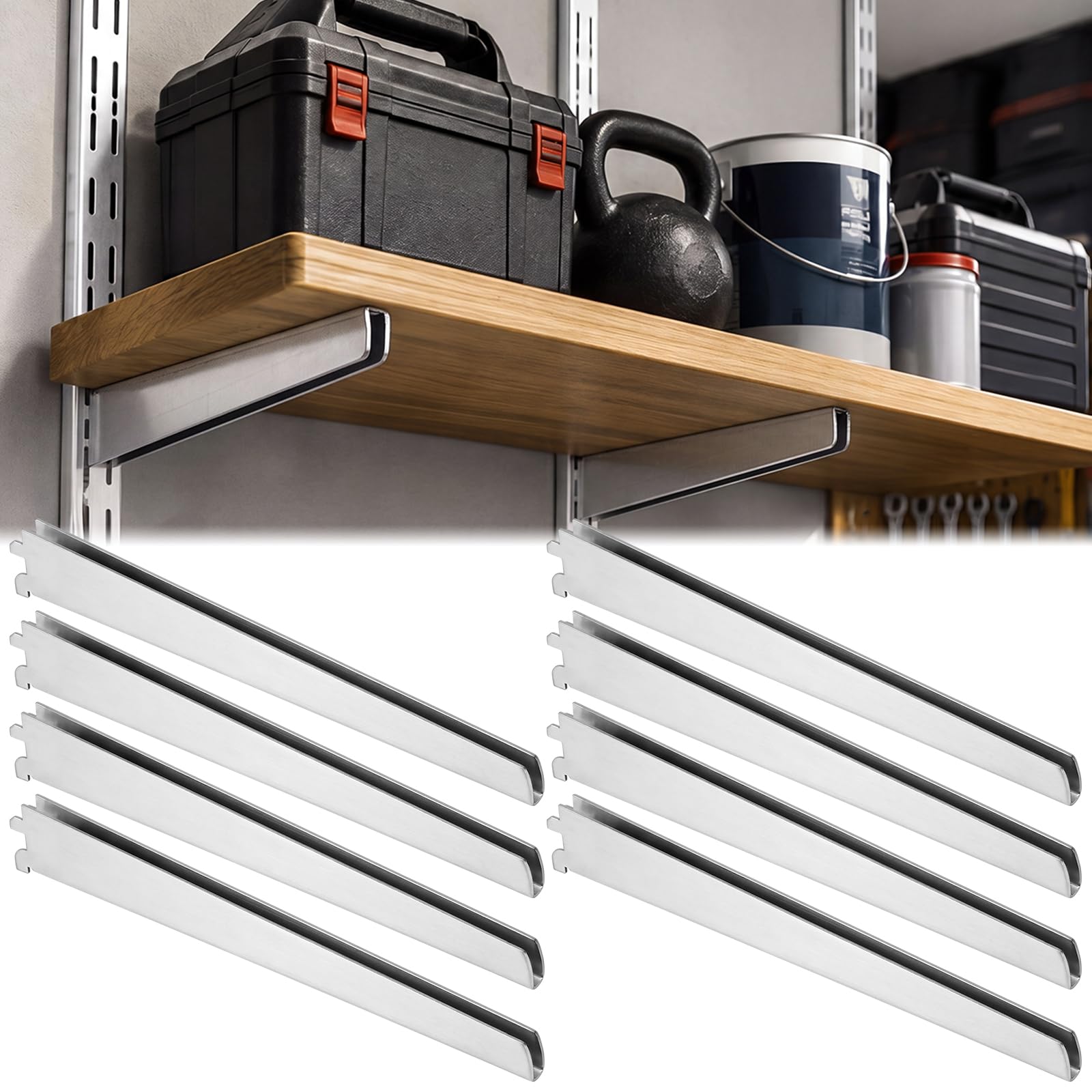 Photo 1 of [Just the Shelf Brackets] Frienda 14 Inch Shelf Brackets, Heavy Duty Dual Track (8 Pack)