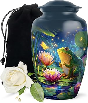 Frog Funeral Urn - Large 10 Inch Adult Human Ashes Burial Urns for Dad