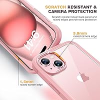 Vista 5 de Diaclara Designed for iPhone 15 Plus Case 6.7 Inch,Full Body Rugged Case with Built-in Touch Sensitive Anti-Scratch Screen Protector+9H Tempered Pink