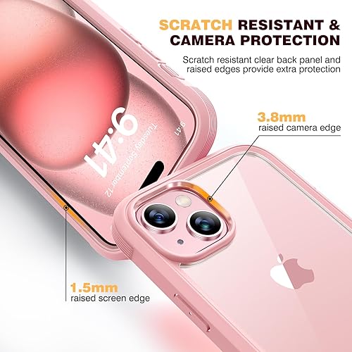 Miniatura 5 de Diaclara Funda diseñada para iPhone 15 Plus de 6.7 pulgadas, funda resistente de cuerpo completo con protector de pantalla integrado sensible al