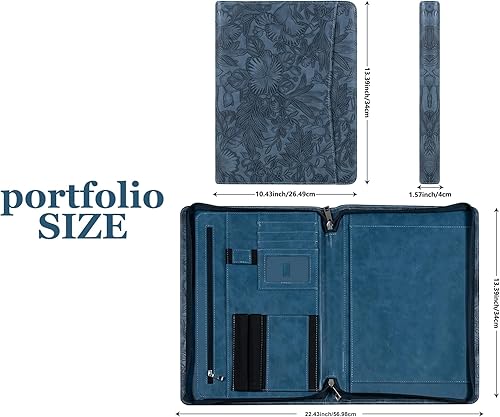 Miniatura 4 de AZXCG Portafolio de cuero en relieve para mujer, organizador profesional de negocios con soporte para bloc de notas A4, carpeta de cartera con