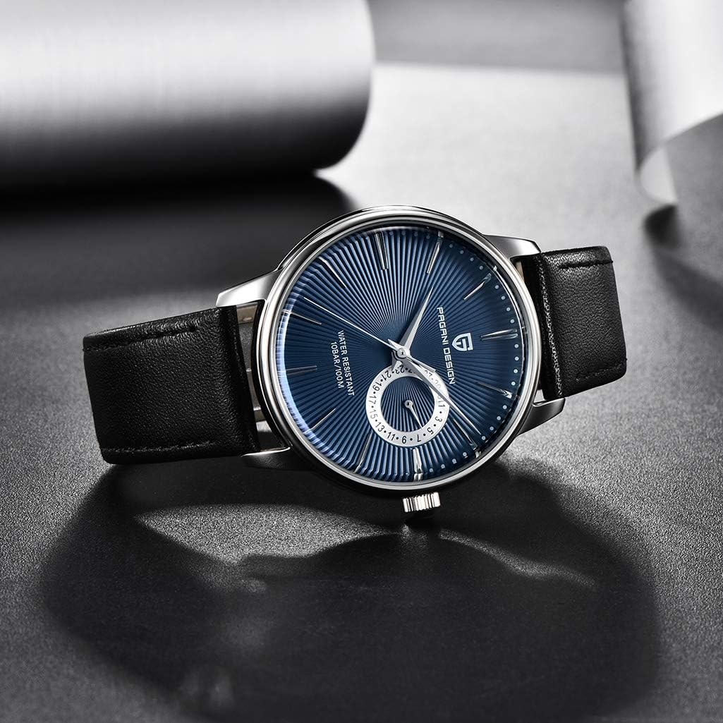PAGANI DESIGN Men’s Watches Casual Leather Quartz Wrist Watch for Men Waterproof Business Dress Unique Watches Japanese Movement